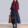 Blue Linen Woven Cloth Patch Oversized Baggy Tunic Dress
