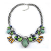 National Style Necklace Gemstone Zircon High Grade Alloy Necklace Woman    green