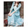Mercerized Cotton Embroidery Craft Vintage Long Dress    sky blue   S