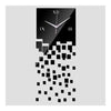 Mirror Wall Clock 3D Decoration Square Mosaic  black