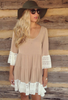 Boho Oversize Highlander Lace Tunic Dress  Blue Brown