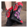 Vintage Beijing Cloth Shoes Embroidered Boots red 35