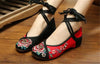 Chinese Embroidered Floral Shoes Women Ballerina Mary Jane Flat Ballet Cotton Lo