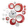 Mirror Wall Clock 3D Decoration Acrylic Circle    silver red