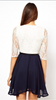 Romantic White  Blue Lace Boutique Party Dress with Belt