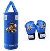 Kids Teenager Boxing Free Combat Gloves  Punch Bag blue gloves blue punch bag