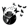 Acrylic Butterfly Creative Mirror DIY Wall Clock   black