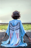 Blue Angel Wings Relaxed Open Cardigan Cover Up Kimono Cape