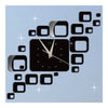 Mirror Wall Clock 3D Decoration Square Holloe   black