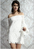 Romantic White or Black Hippie Lace Off Shoulder Mini Party Dress