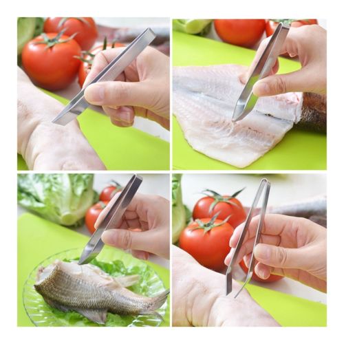 1 dozen Fishbone Chicken Duck Feather Stainless Steel Tweezers