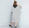Black & White Stripe Oversized Hoodie Sweatshirt Jumper Dress Plus Size