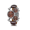 Multi Time-Zone Stainless Steel Quartz Wrist Watch brown