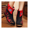 Vintage Beijing Cloth Shoes Embroidered Boots black 35