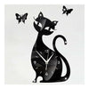 Reloj de Pared de Cuarzo Cuarto de Estar Creativo Lindo Gato Negro Espejo Negro