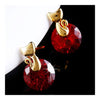 Small Cat Ear Studs    gold plated red zircon