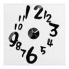 Digit Mirror Wall Clock Sticking    black