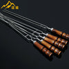 5pcs Single wooden handle stainless steel outdoor U-grilled BBQ skewers