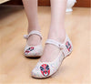 Vintage Chinese Embroidered Floral Shoes Women Ballerina Mary Jane Flat Ballet C