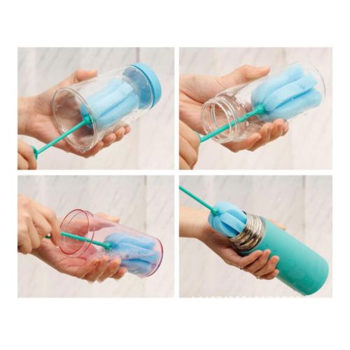 Sponge Milk Bottle Cup Brush Kitchen   pink