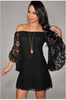 Romantic White or Black Hippie Lace Off Shoulder Mini Party Dress