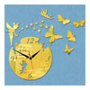 Acrylic Butterfly Creative Mirror DIY Wall Clock   golden