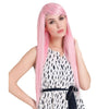55cm Lisse Cosplay Anime Épaisseur Perruque Rose Cheveux Bonnet