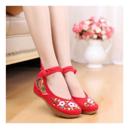 Sunflower National Style Woman Shoes Increased within Emboridered Shoes Old Beij