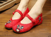 Vintage Chinese Embroidered Floral Shoes Women Ballerina Mary Jane Flat Ballet C