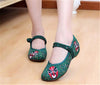 Vintage Chinese Embroidered Floral Shoes Women Ballerina Mary Jane Flat Ballet C