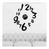 Digit Mirror Wall Clock Sticking    black