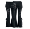 Black Gothic Punk Folded Floral Lace Over Wide Leg Trousers Pants Plus Size