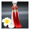 Long Tassel Ice Silk Earrings National Style Dancing   red