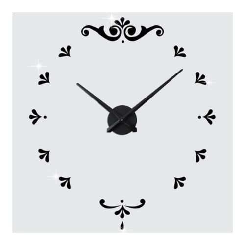 Mirror Wall Clock Super Large Size DIY Creative 3D   black