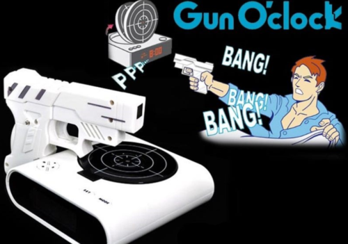 LCD Laser Gun Shooting Target Wake UP Alarm Desk Clock Novelty Gadget Fun Toy