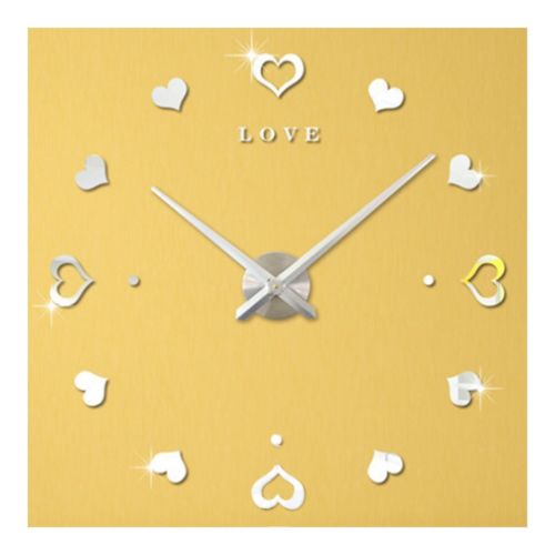 DIY Wall Clock Acrylic Sticking Super Large Size Living Room Creative   silver