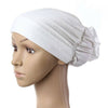 Dignified Muslim Scarf Kerchief Hat Flower Casual   cream white