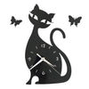 Quartz Wall Clock Living Room Creative Cute Black Cat   black acrylic