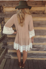 Boho Oversize Highlander Lace Tunic Dress  Blue Brown