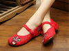 Vintage Chinese Embroidered Floral Shoes Women Ballerina Mary Jane Flat Ballet C