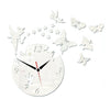 Acrylic Butterfly Creative Mirror DIY Wall Clock   silver