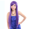 70cm Long Straight Costume Front Lace Wig Hair Cap Anime Cosplay Purple