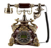 Vintage Antique Retro Caller ID Handset Desk wood Telephone Hand free Peacock A