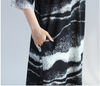 Fashion Black Wave Pattern Oversized Tunic Casual Dress