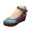 Chinese Embroidered Shoes Women Ballerina  Cotton Elevator shoes embroidered fan