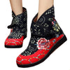 Vintage Beijing Cloth Shoes Embroidered Boots black 35