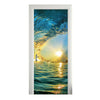 Door Sticker New 3D DIY PVC Waterproof  Door Wall Mural Sunset Ocean qd039