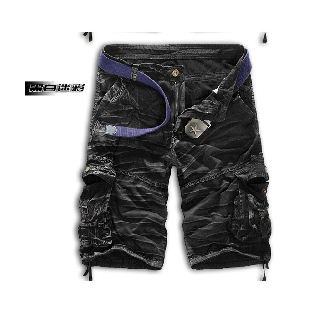 Men Shorts Casual Cargo Combat Camouflage Sports Pants    black and white - Mega Save Wholesale & Retail