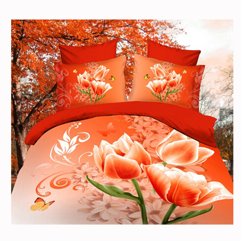 3D Queen King Size Bed Quilt/Duvet Sheet Cover Cotton reactive printing 4pcs  40 - Mega Save Wholesale & Retail