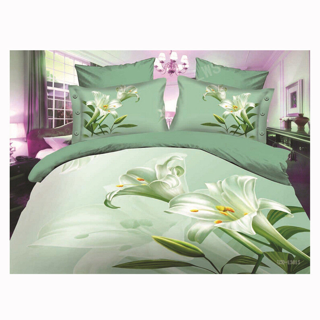3D Queen King Size Bed Quilt/Duvet Sheet Cover Cotton reactive printing 4pcs  43 - Mega Save Wholesale & Retail